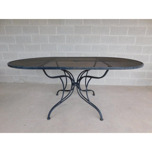 Mid 20th Century Vintage Woodard Style Wrought Iron Outdoor Dining Table 42" X 72" For Sale - Image 5 of 6