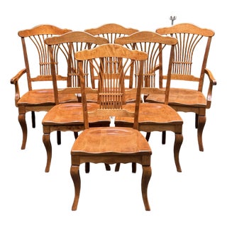 Late 20th Century Solid Maple Spindle Back Dining Chairs - Set of 6 For Sale