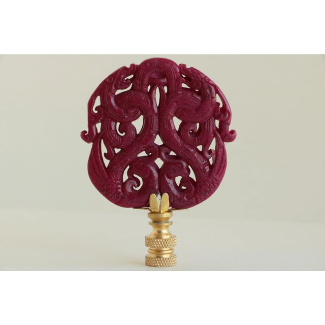 Chinoiserie Laced Dragon Carved Stone Lamp Finial For Sale - Image 3 of 4