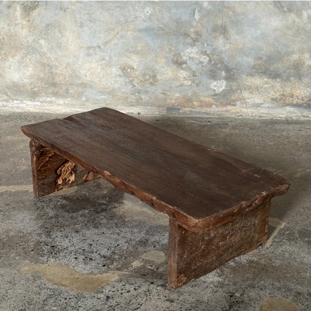 Small Low Bench in Antique Indonesian Teak, 1980s For Sale - Image 15 of 18