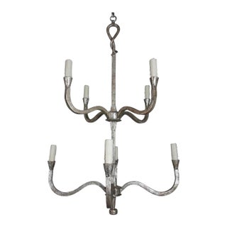 Wrought Iron Silver Gilt Chandeliers by Melissa Levinson For Sale