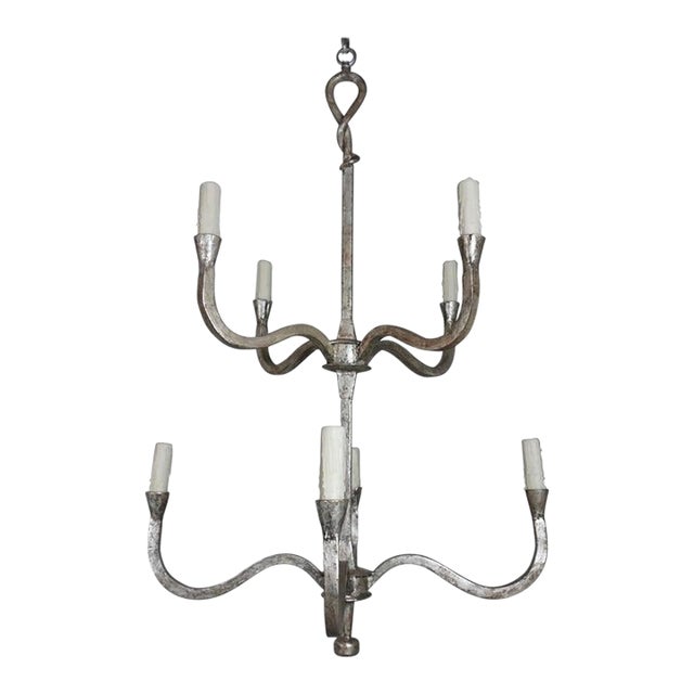 Wrought Iron Silver Gilt Chandeliers by Melissa Levinson For Sale