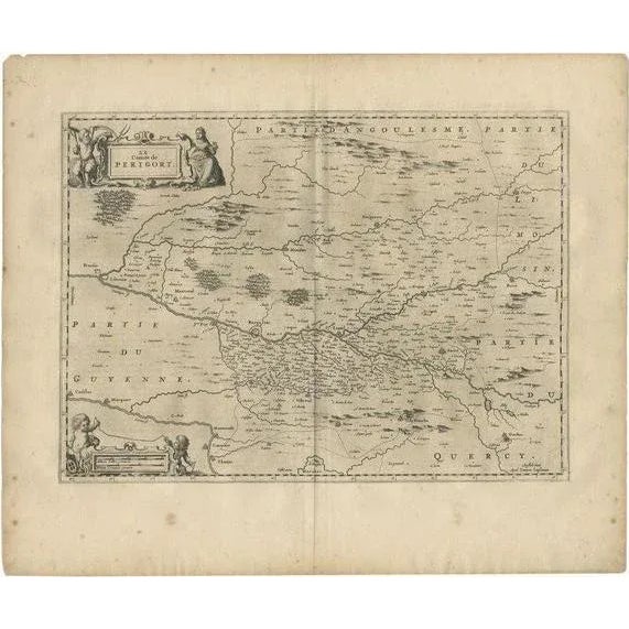 17th Century Antique Map of Périgord attributed to Janssonius, 1657 For Sale - Image 5 of 5