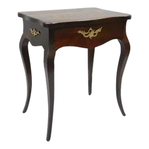 Late 19th Century French Louis XV Napoleon III Rosewood Brass Inlay Vanity Nightstand Sewing Table