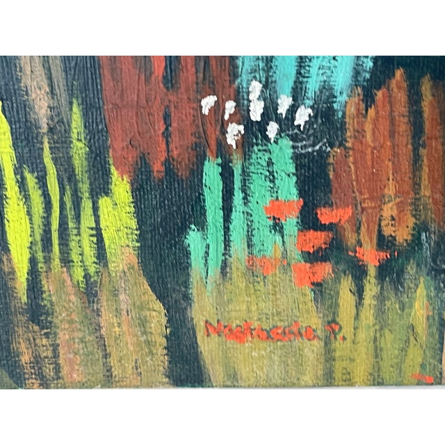 1960s 1960s Impressive Bright Naive Folk Art Rural American Landscape Painting Signed For Sale - Image 5 of 5