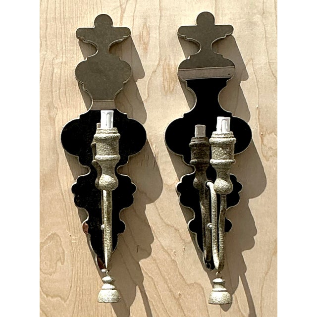 Vintage Mirrored Glass Sconces - Pair For Sale - Image 11 of 12