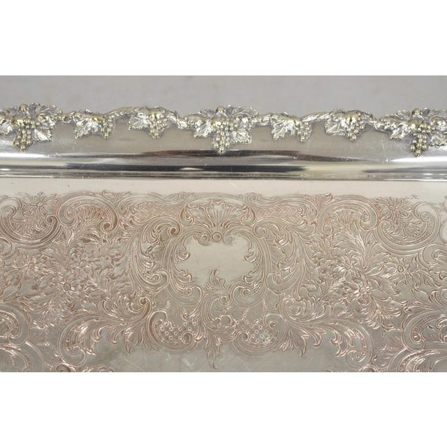 Early 20th Century Antique English Victorian Grapevine & Cluster Twin Handle Serving Platter Tray For Sale - Image 5 of 11