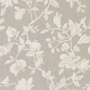 Sanderson Magnolia & Pomegranate Wallpaper in Silver/Linen - a Sample