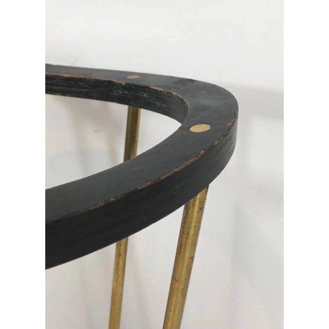 1950s Attributed to Jacques Adnet, Ebonized Wood and Brass Umbrella Stand For Sale - Image 5 of 13