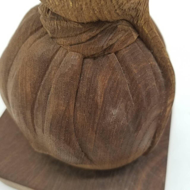 Vintage Japanese Wooden Carving of a Mouse Holding a Chestnut – Folk Art Figurine For Sale - Image 18 of 18