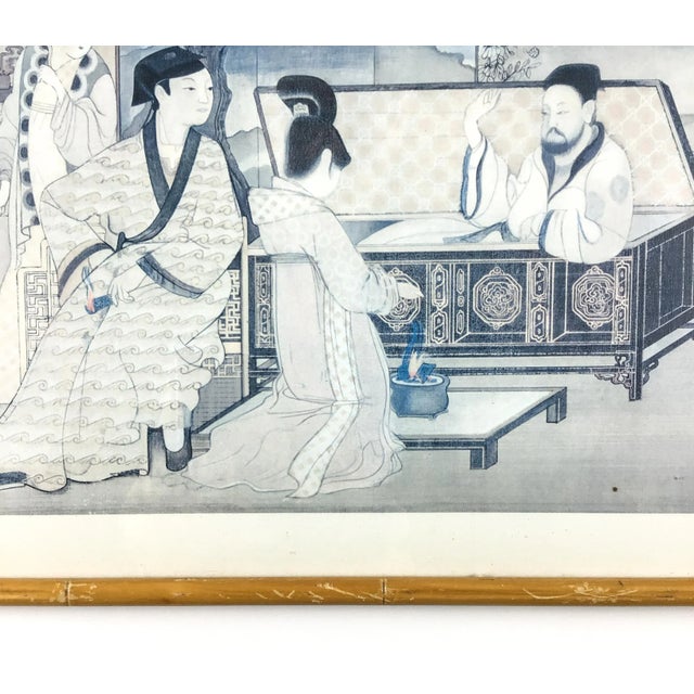 Sky Blue Mid Century Framed Japanese Woodblock Print For Sale - Image 8 of 13