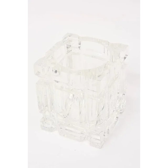 Transparent Vintage Lucite Box or Vessel Container With Foiled Enameled Abstract Cloisonne Top 70's For Sale - Image 8 of 11