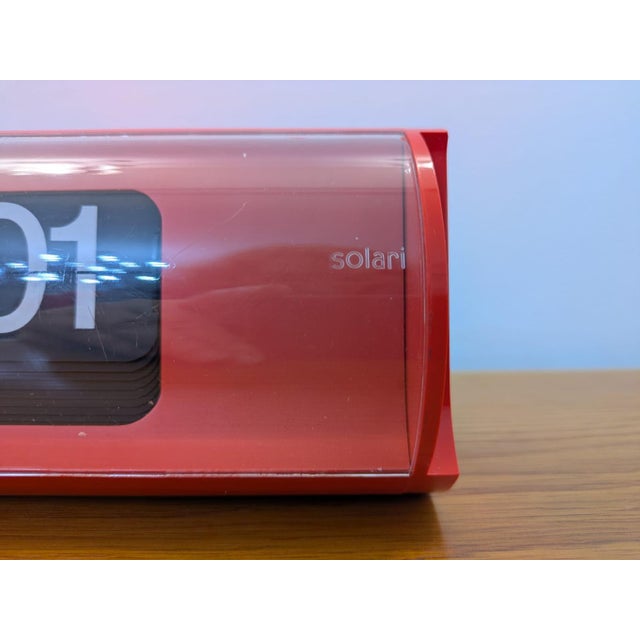 Orange-Red Clock with Digit 3 Tuning Forks from Solari Udine, Italy, 1966 For Sale - Image 11 of 13