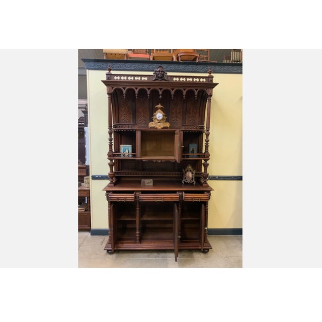 Neo-Renaissance Column Buffet, 1880 For Sale - Image 4 of 12