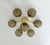 Italian flush mount with seven smoky Murano glass globes mounted on solid brass frame in unlacquered natural brass finish...