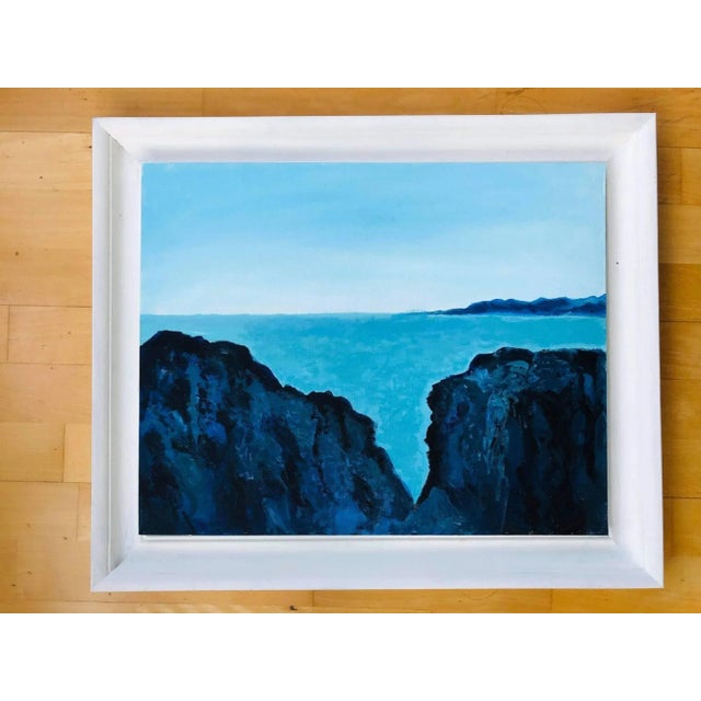 "Evening by the Beach 2" Contemporary Coastal Landscape Acrylic Painting, Framed For Sale - Image 4 of 9