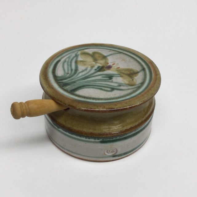 Vintage Hand Thrown Stoneware Salt Cellar Sugar Bowl For Sale - Image 11 of 12