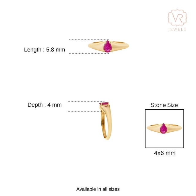 14k Yellow Gold Prong Set Natural Ruby Ring Size 6 by VRJewels For Sale - Image 11 of 15