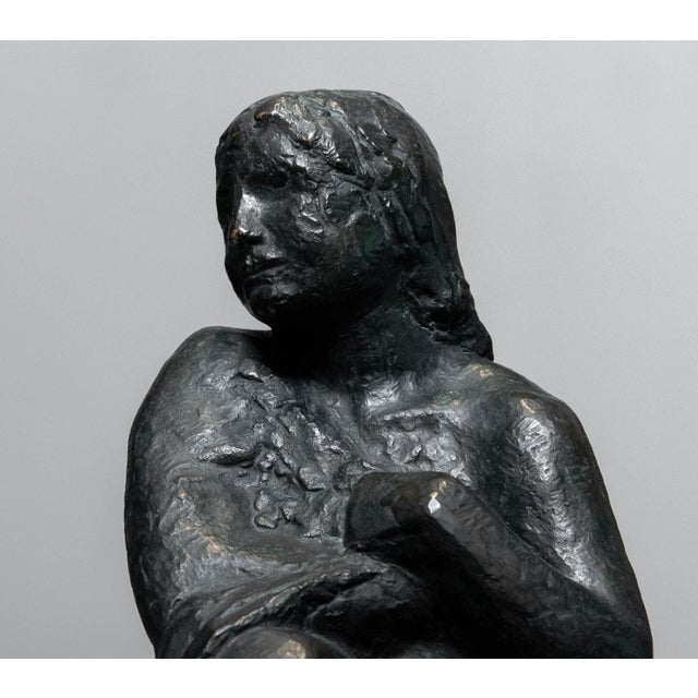 Brown Swedish Brass Statue of a Sitting Woman by Thure Thörn, 1960s For Sale - Image 8 of 10
