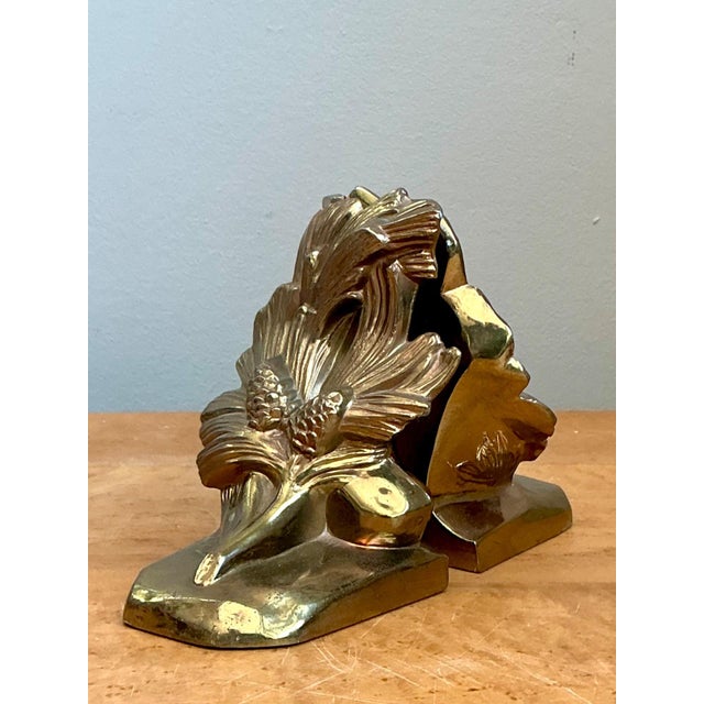 Vintage Brass Pinecone Bookends For Sale - Image 9 of 12