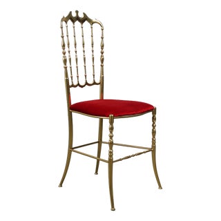 Hollywood Regency Brass Chiavari Chair from Giuseppe Gaetano Descalzi, Italy, 1950s For Sale