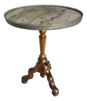 Early 20th Century French Louis XIII Style Walnut and Marble Tripod Side Table