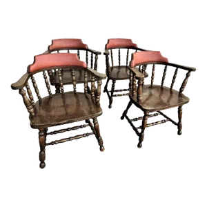 Vintage 1950s Oak Tavern Chairs by Buckstaff of Oshkosh - Set of 4