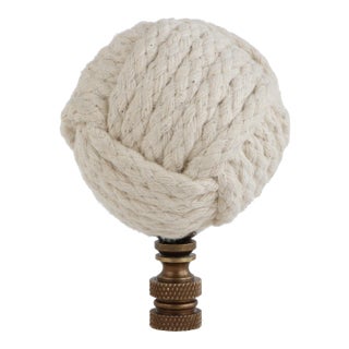 Nautical Knot Lamp Finial in Cream White on Bronze Hardware For Sale