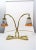 Pair of large Art Nouveau table lamps attr. to David Gueron, France circa 1915 Bronze, adjustable glass shades made of...