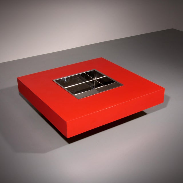Large Square Coffee Table with Bar, 1970 For Sale - Image 11 of 11