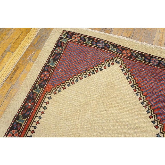 Contemporary 1870s Ivory Minimalist Field Tribal Geometric Antique Persian Bakshaish Rug 2' 8" X 4' 6" Handknotted Woo Carpet For Sale - Image 3 of 6