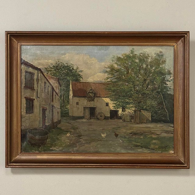Framed Oil Painting on Canvas Signed Klein 'Country Farmhouse' For Sale In Dallas - Image 6 of 16