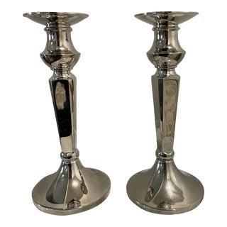 Vintage Pottery Barn Metal Candle Holders- a Pair For Sale