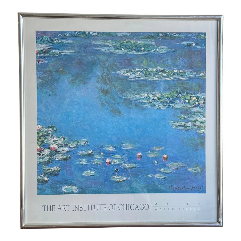 Vintage 1990 Claude Monet Water Lilies Poster, Art Institute of 