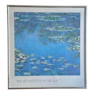 Vintage 1990 Claude Monet Water Lilies Poster, Art Institute of Chicago Collection For Sale