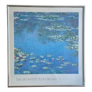 Vintage 1990 Claude Monet Water Lilies Poster, Art Institute of Chicago Collection