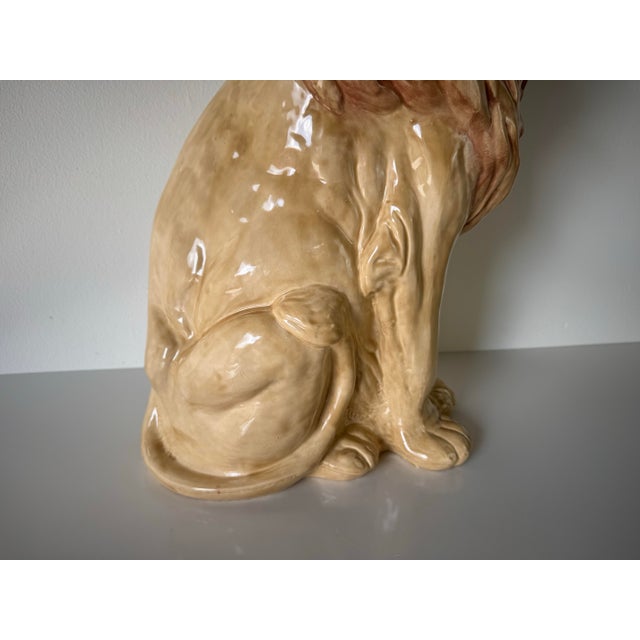 Beige Vintage Ceramic Lion Statue/ Sold For Sale - Image 8 of 10