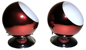 Dutch Space Age Eye Ball Table Lamps in Aluminum from Gepo, 1970s, Set of 2