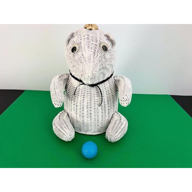1970s Wicker Teddy Bear Lamp & Shade For Sale - Image 10 of 18