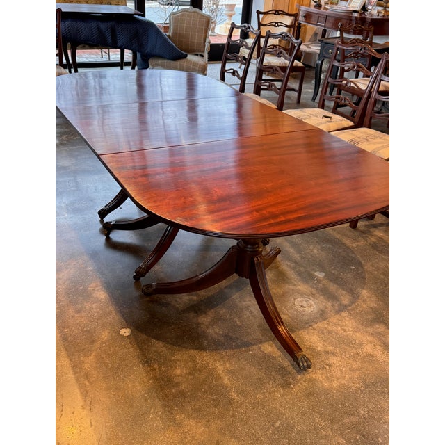 Brown 19th Century Mahogany Triple Pedestal Dining Table For Sale - Image 8 of 18