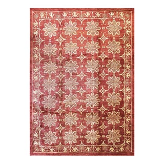 8x10 Majestic Artisan Coral Starburst Medallion Handknotted Afghan Wool Rug For Sale