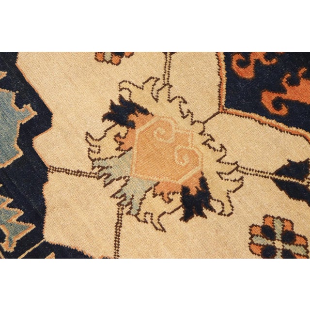 1990s Southwestern Heriz Ziegler Blue Beige Hand-Knotted Rug - 9'4'' X 11'7'' For Sale - Image 5 of 8