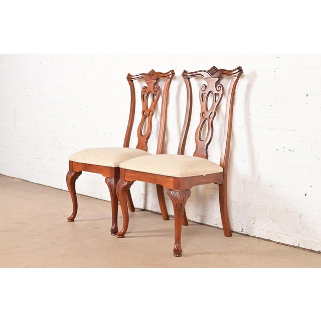 Thomasville Georgian Carved Mahogany Side Chairs or Dining Chairs, Pair For Sale - Image 14 of 14