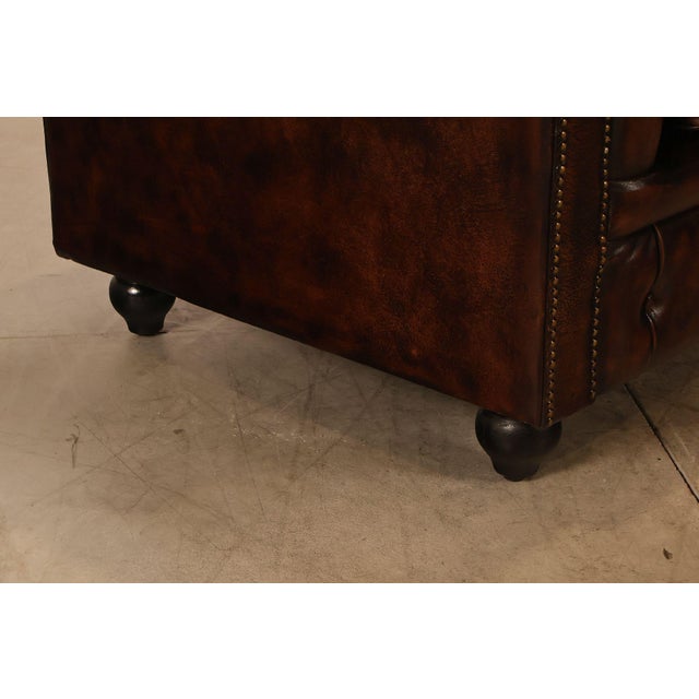 Chesterfield Style Tufted Brown Leather Sofa For Sale - Image 9 of 18