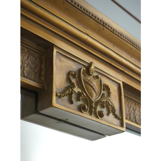Regency Style Black & Gold Mirror W. Lion Heads For Sale - Image 4 of 9