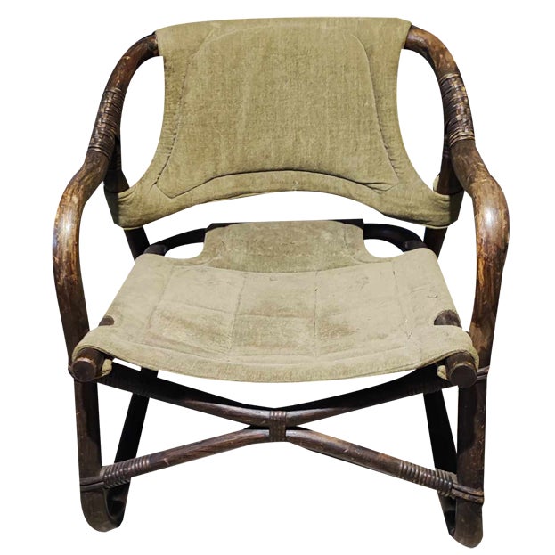 Art Deco Rattan Armchair For Sale