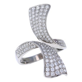 1.09 Carat Round Cut Diamond White Gold Cocktail Ring, Size 7 For Sale