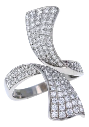 1.09 Carat Round Cut Diamond White Gold Cocktail Ring, Size 7