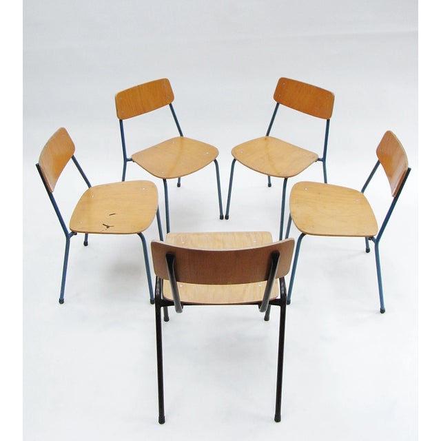 Contemporary Vintage Stacking Childrens Chairs, Set of 5 For Sale - Image 3 of 14