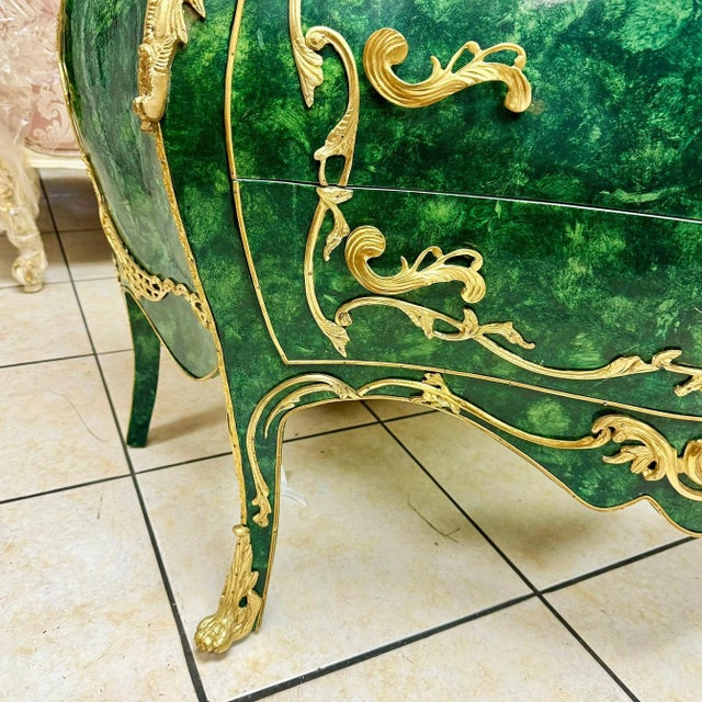 Louis XV Style Green Commode Marble Topped For Sale - Image 4 of 9